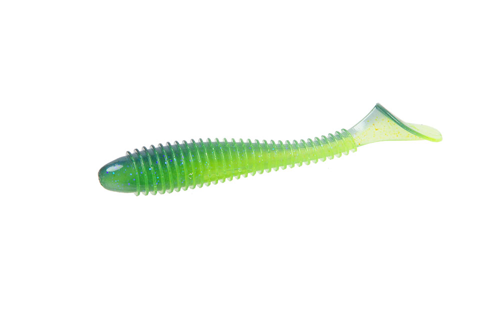 electric blue fishing lure Sunfish Shallow Diver Live Bait Series Fish on the back of a jig or flipped Texas rigged. Rabid Baits | Fur-Infused Soft